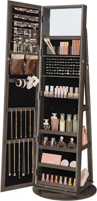 Màu nâu 360 ° Trò đồ trang sức quay hình chữ nhật gương đứng với kho lưu trữ