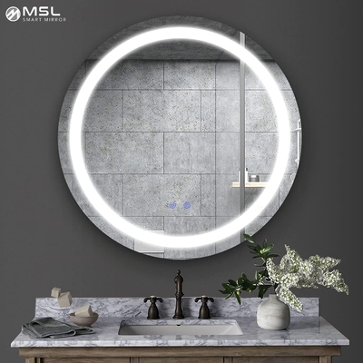 Buen precio Espejo redondo de baño sin marco 6000k Espejo de baño montado en la pared moderno en línea