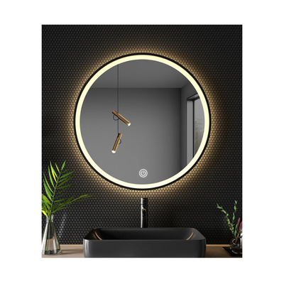 Buen precio Espejo de baño de luz redonda 3000K - 6000K Espejo de baño iluminado negro en línea