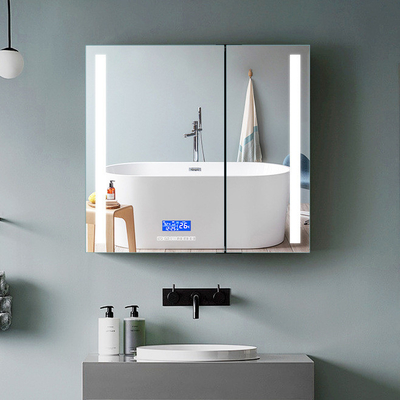 Giá tốt. Digital Clock Wall Mirror Cabinet Aluminium phòng tắm LED Mirror Cabinet Bốn giác trực tuyến