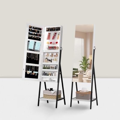 Guter Preis Moderner Schmuck Schrank Spiegel mit LED-Leuchten und verriegelbarer Lagerung Online