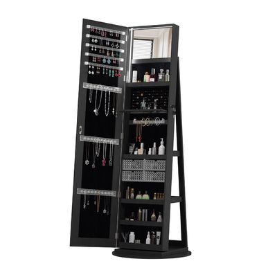 Guter Preis Modern Full Length Mirror Jewelry Cabinet with LED Modes and 3 Back Shelves for Jewelry Storage Online