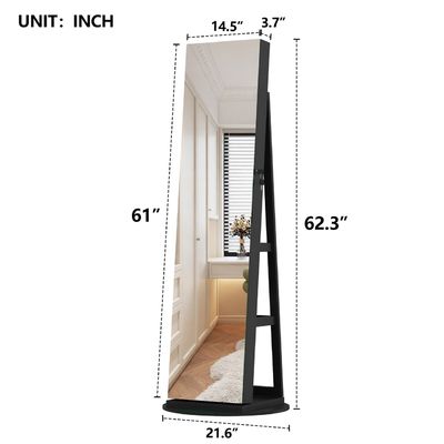 قیمت خوب Modern Full Length Mirror Jewelry Cabinet with 3-Level Adjustable Light Strip Constant Temperature and Humidity UV Germicidal Lamp آنلاین