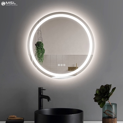 Buen precio Espejo de baño redondo de 12 V LED Espejo inteligente iluminado a medida 5 mm Con luz amarilla blanca cálida en línea