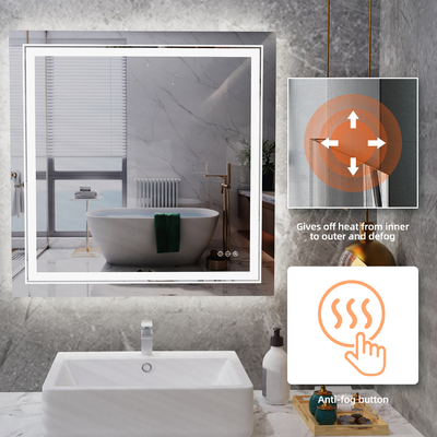 Buen precio 36 pulgadas LED espejo cuadrado IP44 espejos de baño con luces en línea