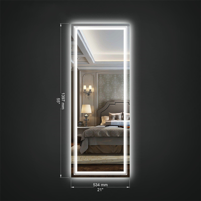 Good price Customized Floor Full Length Mirror 4000K 5000K Full Length Dressing Mirror With LED Big Bulbs online