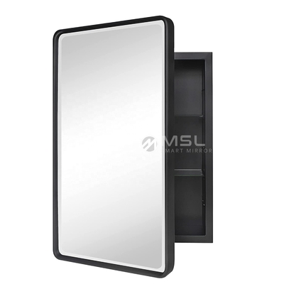 Buen precio 3000K - 6000K LED iluminado gabinete de baño Negro maquillaje espejo gabinete en línea