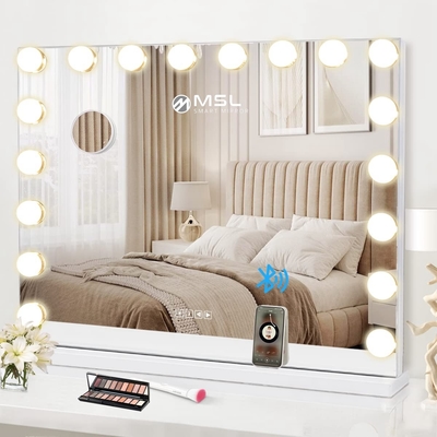 Buen precio 15 bombillas iluminadas espejo de vanidad 5mm LED Hollywood espejo redondo con puerto USB en línea