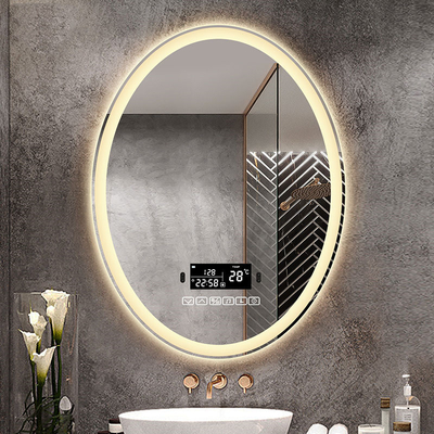 Buen precio Sensor táctil personalizado Espejo de baño montado en la pared Espejo de baño con retroiluminación oval 4000K 5000K en línea