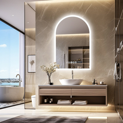 Buen precio Espejo de baño de hotel personalizado Anti-herrumbre LED redondo Espejo de baño IP65 en línea