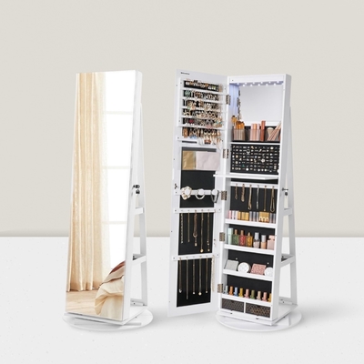 Modern Full Length Mirror Jewelry Cabinet with Lockable Storage