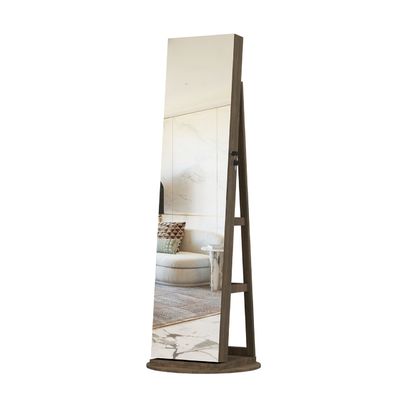 Lockable Modern Full Length Mirror Jewelry Cabinet with 3 Back Shelves and HD Real Glass Mirror for Makeup Storage