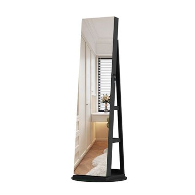Modern Full Length Mirror Jewelry Cabinet with Rectangle Design Ample Storage and MDF Material