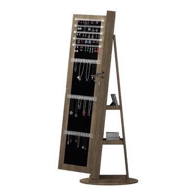 Modern Full Length Mirror Jewelry Cabinet with 3 Back Shelves HD Real Glass Mirror and Makeup Storage