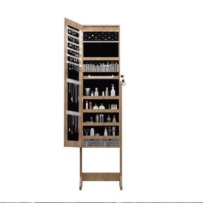 Buon prezzo Gabinetto specchio gioielli a prova di umidità moderno con specchio a lunghezza completa senza cornice e 3 scaffali posteriori in linea