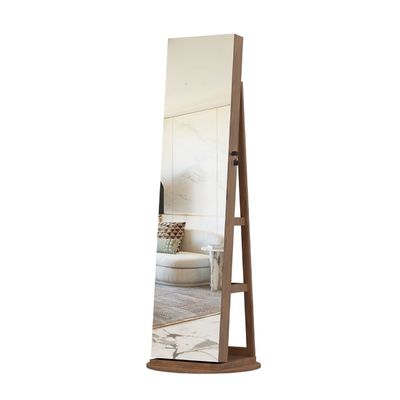 Modern Full Length Mirror Jewelry Cabinet with 3 Back Shelves Makeup Storage and Dual-Lock System